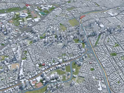 Jakarta Downtown Indonesia Low-poly 3D model