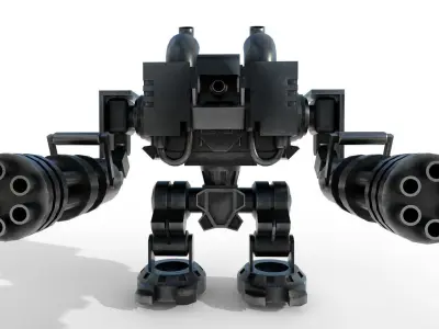 Machine Gun Robot Low-poly 3D model