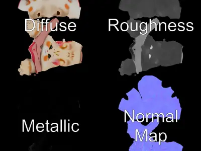 Playful Kitten with Bandana Rigged and Animated Model Low-poly 3D model