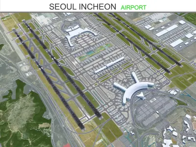 Seoul Incheon Airport 15km Low-poly 3D model