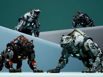 Sci-Fi Bear Low-poly 3D model