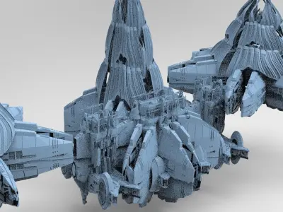 Star Ship pulse generator space Structures kitbash 3D model