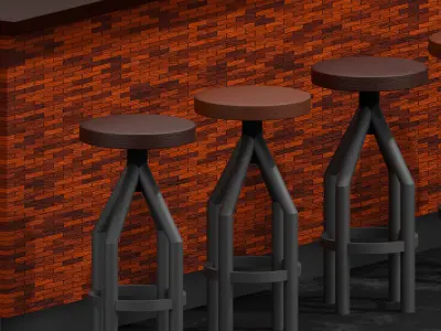 Full Scene Industril Loft Bar Setup 3D model