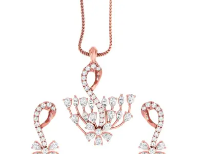 Flower Light wt Pendant Earrings Set 3dm stl obj mtl gltf glb  3D print model