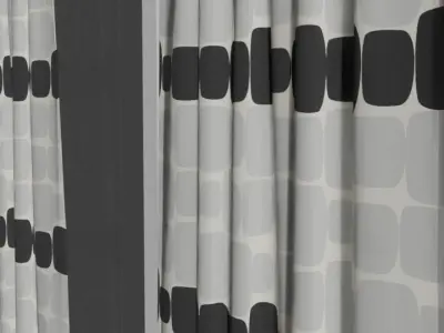 Curtain With Metal Bars 3D model