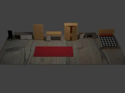Classic room Low-poly 3D model