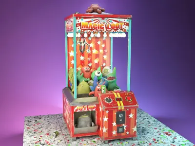 Teddies claw machine Low-poly 3D model