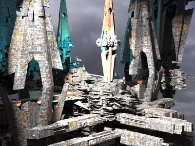 Sci fi City Satellite Science facility 3 3D model