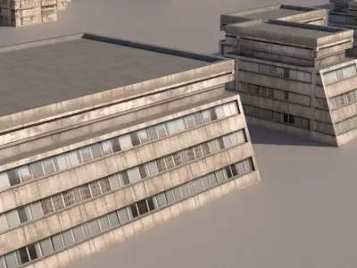 Brutalism Soviet Blocks Low-poly 3D model