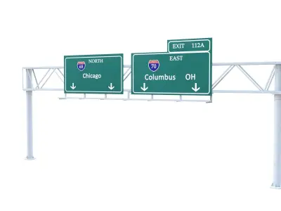 Highway Sign 01 Low-poly 3D model