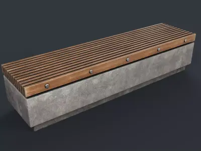Modern Outdoor Bench 33 PBR Game Ready Low-poly 3D model