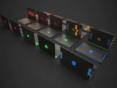 Scifi Laptop Collection Low-poly 3D model