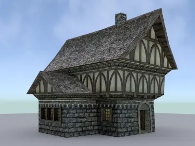 Medieval Town House Low-poly 3D model get