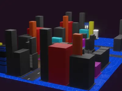 Skyscraper Building Low Poly Assets  3D model Low-poly 3D model