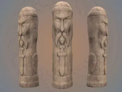 Old Celtic Idol Low-poly 3D model