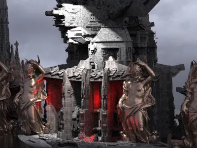 Sci-Fi dark Cyberpunk Shogun Temples 3D model