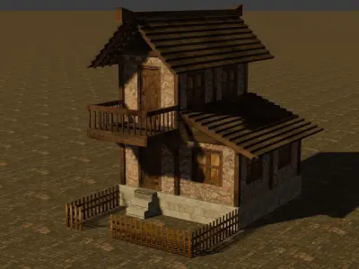 Medieval house nine 11 Low-poly 3D model
