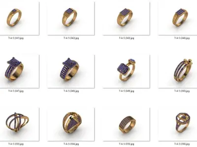 ring 100 pieces drawing 3d rihone drawing ring rings ring  3D print model