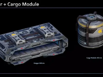 Spaceship Capital Ship Modular Equipment Low-poly 3D model