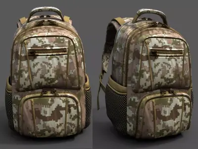 Backpack Camping Generic military human bag  Low-poly 3D model