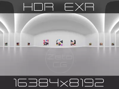 HDRI - Art Museum Gallery Interior 27 v2 - 16384x8192 Texture