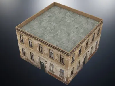 Old 3 Side Building Low-poly 3D model