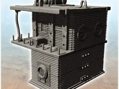 Tin building with roof generator and rounded windows -9- 3D print model