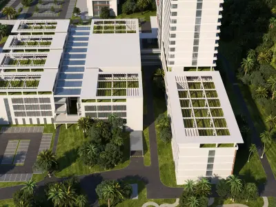 hospital building with 3D model