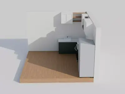 Modern L-Shaped Kitchen Interior Low-poly 3D model