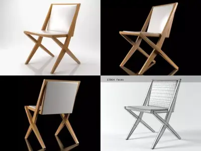 Luiza wooden chair with seat and back 3D model