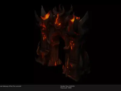Low Poly Stylized Infernal Gateway of the Fire Lord Low-poly 3D model