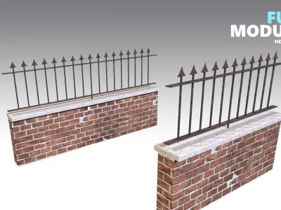 Brick Wall Pack PBR - Modular - Version 3 -  Low-poly 3D model