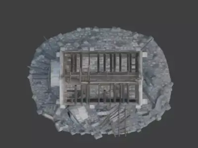 Ruined Stone Church 3D Model Low-poly 3D model