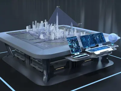 Sci-fi Table Interactive Holographic Table 3D model