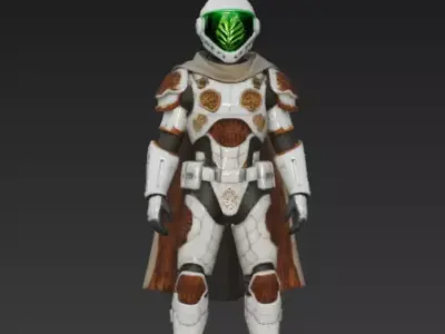 Solar-Punk Eco-Trooper 3D Model Low-poly 3D model