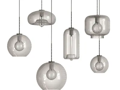 VILMO glass and brass pendant lights 3D model