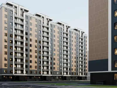 Exterior Apartment Building 12 Floors 3D model