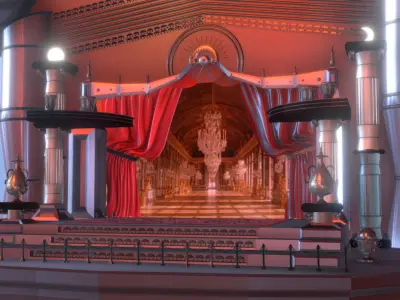 Theater stage with curtain 3D model