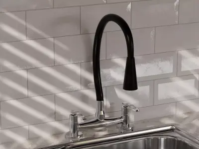 Modern Flexible Kitchen Faucet Double Handle 3D model