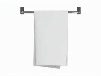 Metal Towel Rail with folded Towel 01 3D model