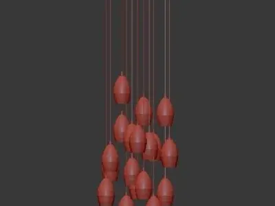 Untitled pendant light with multiple glass bulbs hanging from it 3D model