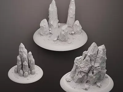 Ancient Trees  Rock Formations Terrain Set - Presupported STL 3D print model