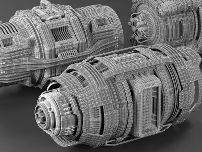 Sci Fi Mega Elements KITBASH - SUBDIVISION READY - pack 2 3D model