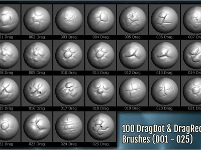 Floor Maker 200 ZBrush sculpting brushes - stone floor pavement Texture