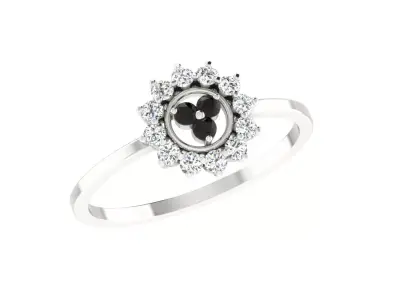 Light Weight White Gold Diamond Ring  -EZ LR-06 3D print model