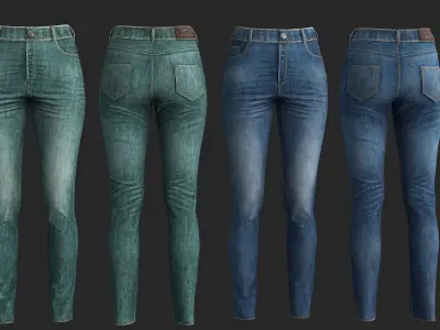 Female Jeans Low-poly 3D model