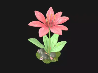 Xenobloom Bioluminescent Alien Flower Low-poly 3D model