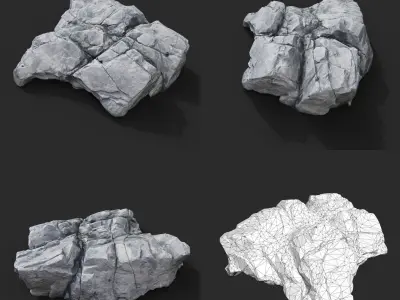 Low Poly Base Gray Rock 230209 - Ultra HD 16K Texture Low-poly 3D model