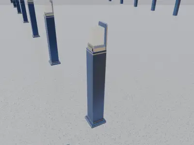 Street Light 8 Bollard 900 mm Futuristic Blue Version 2 Low-poly 3D model