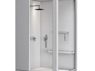 Corner Shower Cabins 14 Low-poly 3D model